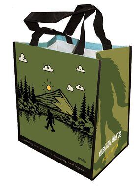4 pieces Bigfoot Green Mountainside Reusable Shopping Bags
